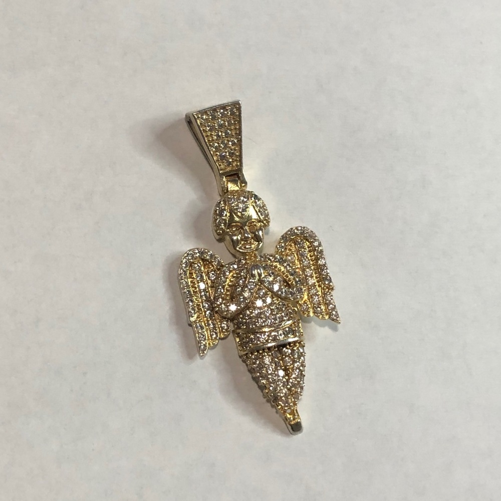 Iced 925 silver angle pendant